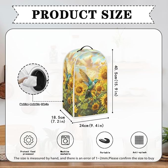 Hummingbird Kitchen Blender Dust Cover Coffee Maker Appliance Covers Sunflower Print Bread Maker Toaster Protector Washable Home Appliance Organizer Accessories
