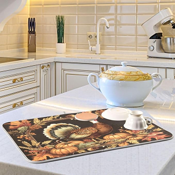 Thanksgiving Turkey Pumpkin Dish Drying Mat - Image 6