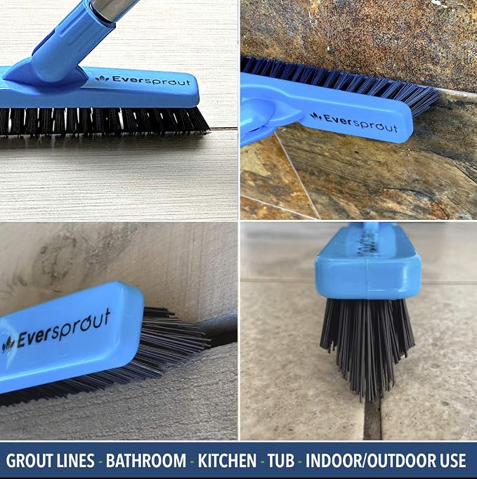 EVERSPROUT Grout Cleaning Brush Scrubber, Stiff V-Shaped Scrub Bristles Built - Image 4
