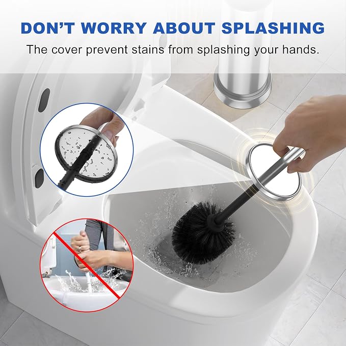 304 Stainless Steel Toilet Brush and Holder Set, Heavy Duty Toilet Bowl Brush - Image 3