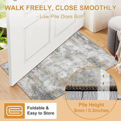 WILLSUN Washable Area Rugs, 3x5 Non-Slip Boho Large Area Rugs for Living Room, Bedroom, Machine Washable Vintage Rug, Indoor Floral Print Carpet for Home Decor, Kid & Pet Friendly Mat