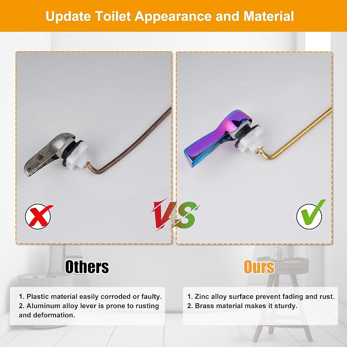 Hibbent Universal Metal Front Mount Toilet Handle Replacement Kit, Brass Toilet - Image 6