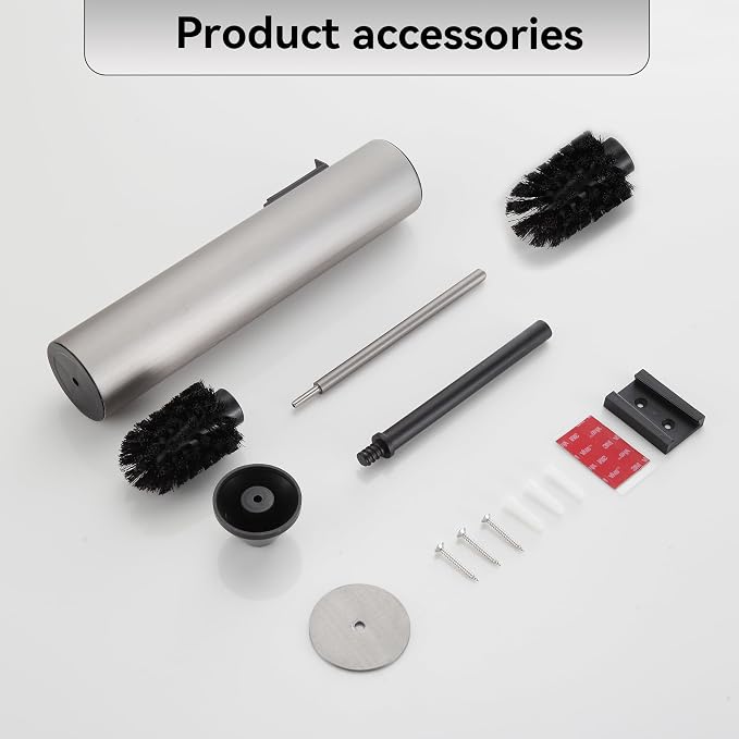 Wall Mounted Brushed Nickel Toilet Brush - Image 6