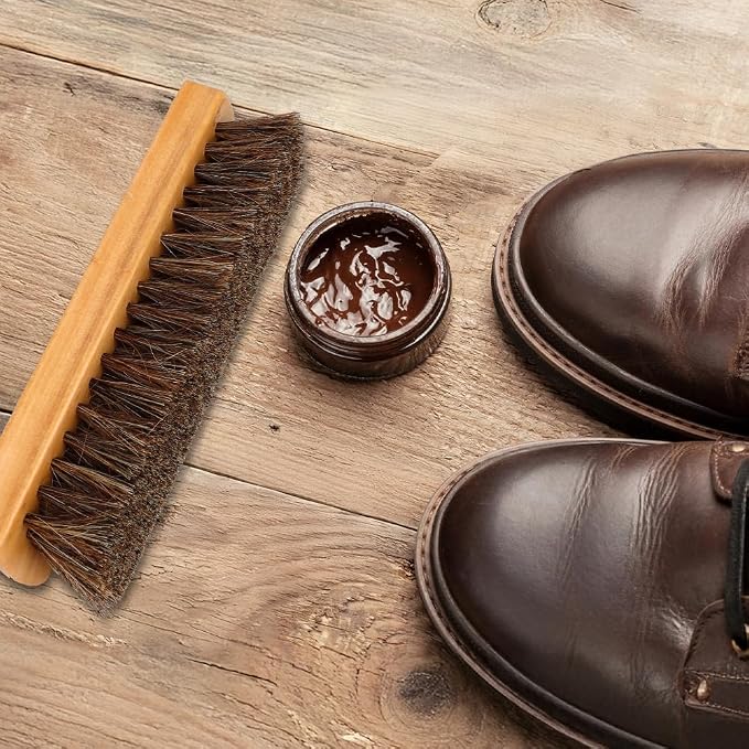 Shoe Brush, Horsehair Shoe Brush Shoe Cleaning Brush Boot Brush - Image 5