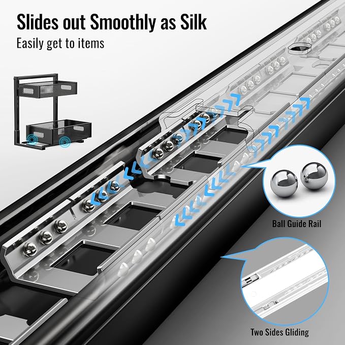 Under Sink Organizer, Silk-Smooth Metal Sliding Drawer Organizers and Storage - Image 3