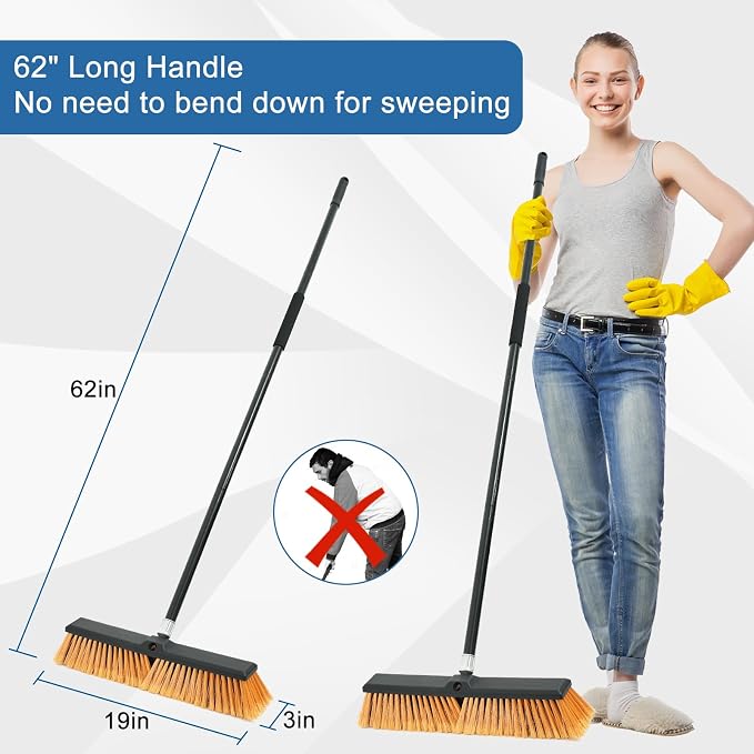 PBHEPJ 18 Inchs Push Broom Outdoor Heavy Duty, Shop Broom - Image 2
