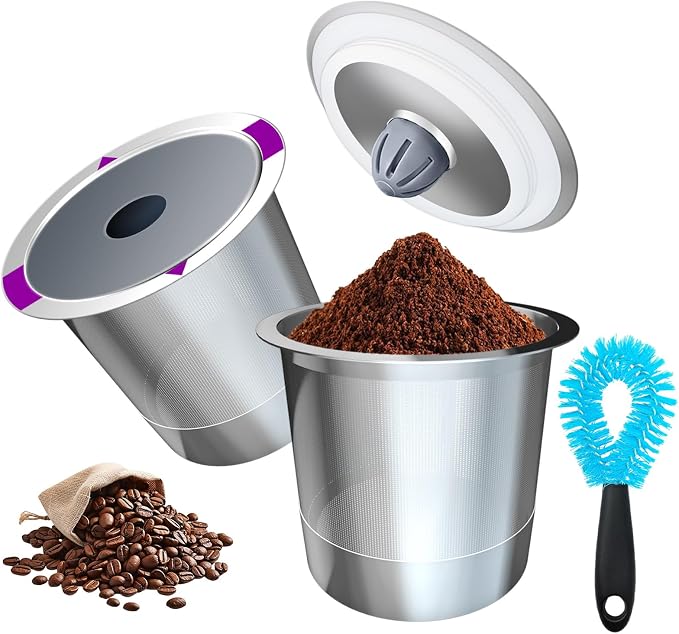 2 Pack Reusable K Cups for Keurig, Stainless Steel Coffee Pod, K Cup Reusable by Pershook