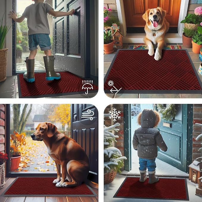 Smiry Front Door Mat Outside Entrance, Heavy Duty Outdoor Indoor Mat, Natural - Image 7