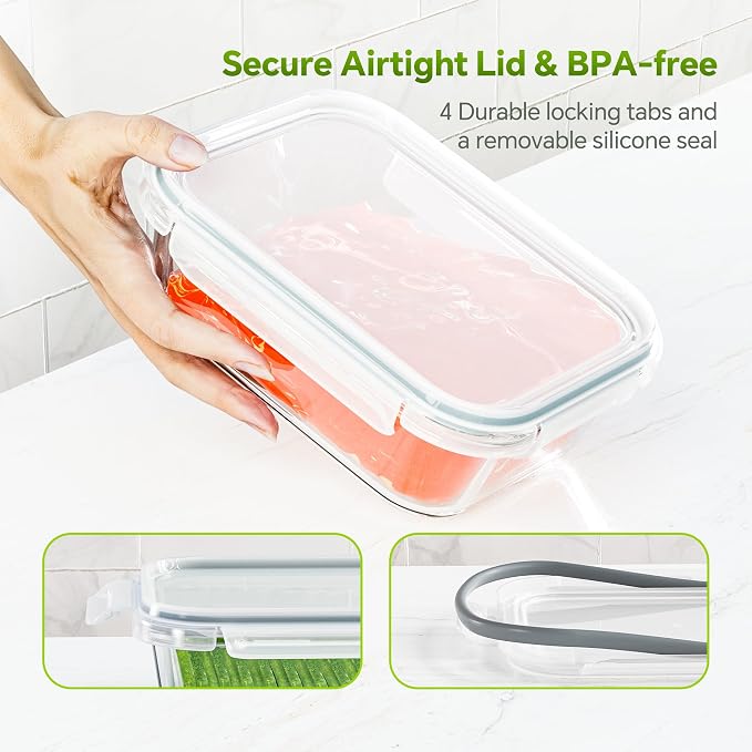 5-Pack 35 oz Borosilicate Glass Food Storage Containers - Image 2