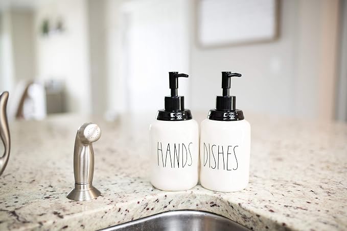 Modern Farmhouse Ceramic Dishes and Hands Soap Dispenser Set - Image 7
