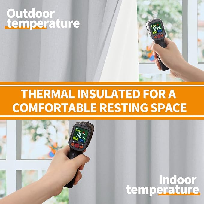 YoungsTex Light Grey Linen Blackout Curtains 63 Inch Length - Image 3