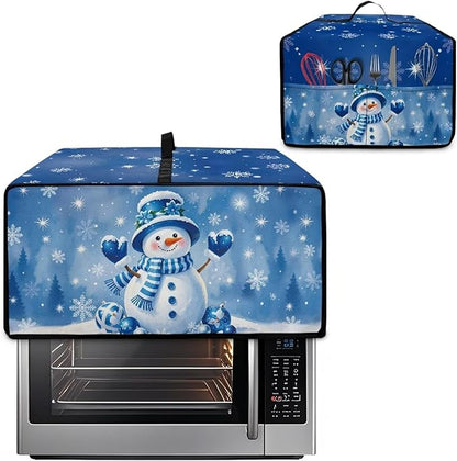 Christmas Toaster Oven Dust Cover Small Kitchen Appliance Cover for Countertop Convection Ovens,Small Appliances, M, 16.5 x 20.5 x 10 Inches, Blue Snowman Snowflake