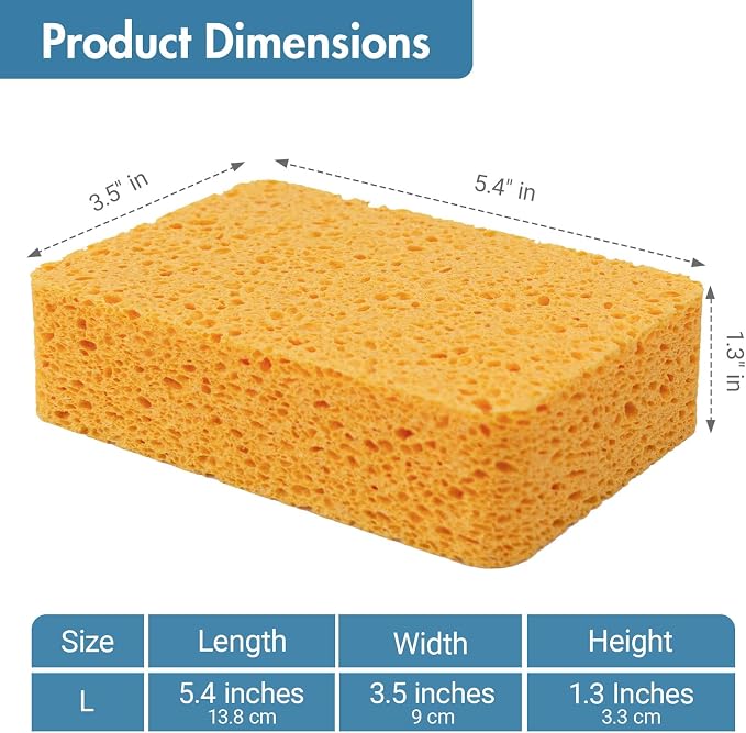 Kitchen Sponges – 4 Pack Large Cellulose Dish Washing Sponges, Natural Wood Pulp - Image 2