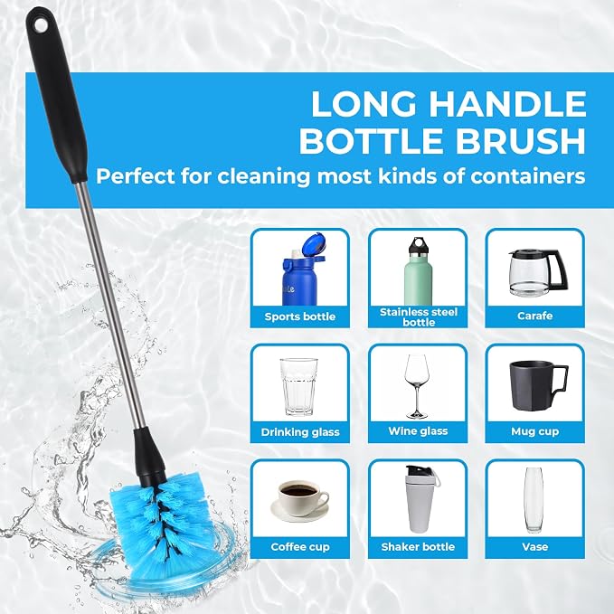 5 Pack Bottle Cleaner Brush, 15 Inches Stainless Steel Long Handle Baby Bottle - Image 2