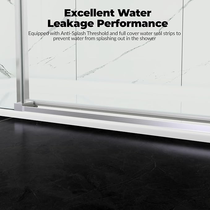 44-48" W x 76" H Frameless Sliding Shower Door，5/16" Thick Tempered Clear Glass - Image 7