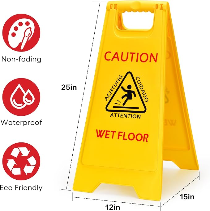 MATTHEW CLEANING 25'' Industrial Wet Floor Sign 3 Pack 2-Sided Safety A-Frame - Image 4
