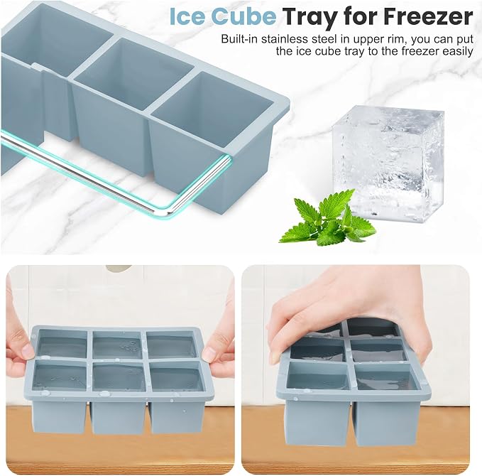 Large Silicone Ice Cube Tray 3Pack, SAWNZC Big Square Ice Cube Molds - Image 6