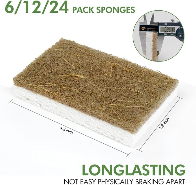 CELOX 6 Pack Coconut Fiber Biodegradable Sponges, Non Scratch Kitchen Cleaning - Image 2