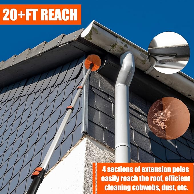 Buyplus 26FT Reach Cobweb Duster, Outdoor Spider Web Cleaner Brush - Image 6