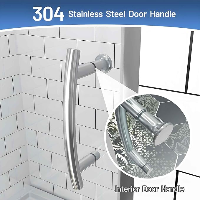 56-60" W x 71" H Pivot Glass Shower Door, 1/4" Thick Clear SGCC Tempered Shower - Image 9