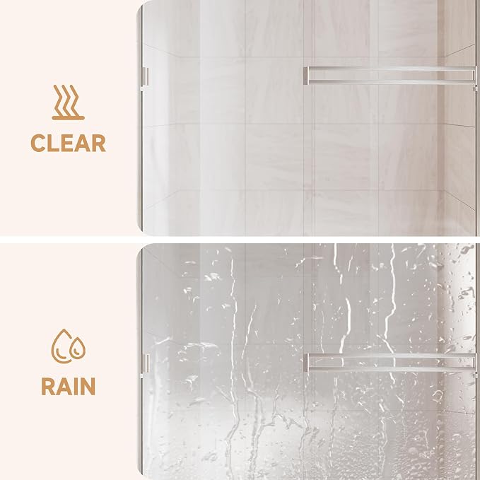 Shower Door 50-54 in. W x 72 in. H, UCALAFEE Semi-Frameless Double Sliding - Image 6