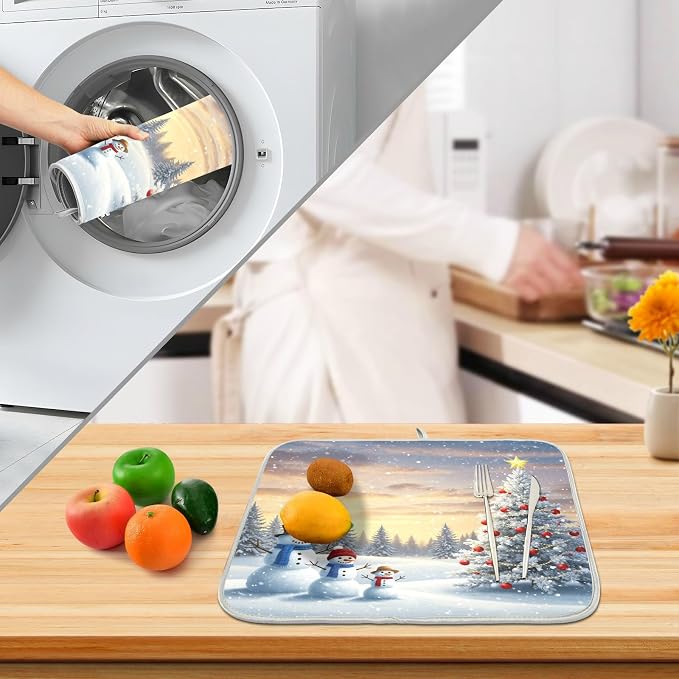 Christmas Tree and Snowman Dish Drying Mat - Image 4