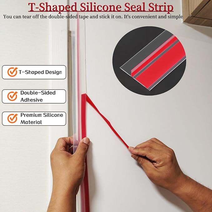 T Shape Door Seal Strip for Door & Windows Gaps，Draft Stopper Bottom Sweep - Image 3