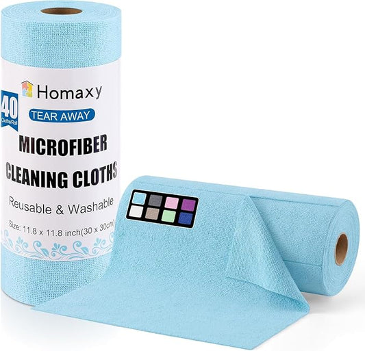 Homaxy Tear Away Dish Cloths Rolls, 40 Sheets-11.8" X 11.8", Reusable Washable by Homaxy