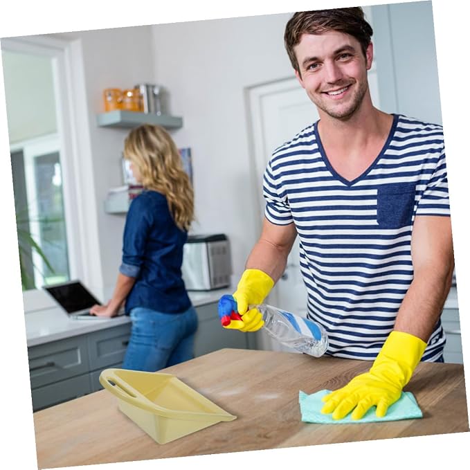 2pcs Handheld Dustpan Set with Handle, Compact Yellow Desktop Dustpan - Image 6