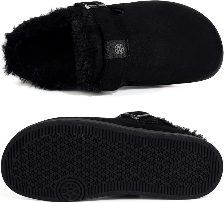 Fur Lined Clogs for Women Men Suede Winter Slippers Arch Support Slip on Mules - Image 3