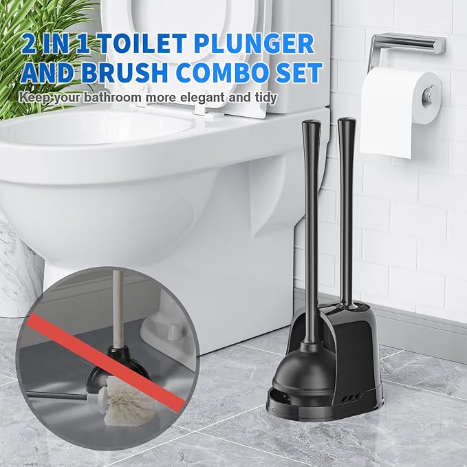 Toilet Plunger and Brush, Bowl Brush and Heavy Duty Toilet Plunger Set - Image 7