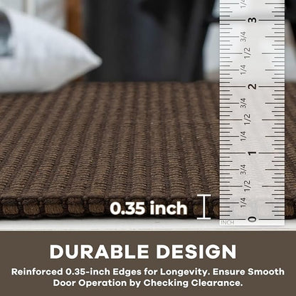 KOZYFLY Runners for Hallways 2x10 ft Washable Kitchen Runner Non Slip Rubber Backed Hallway Rugs Cotton Entryway Runner Rug Floor Carpet for Indoor Hall, Backdoor, Kitchen, Reddish Brown/Coffee