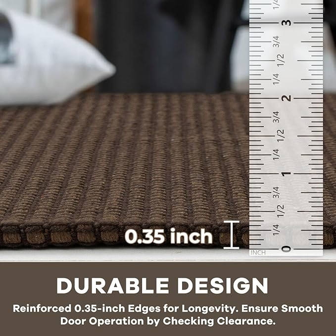 KOZYFLY Long Runners for Hallways 2x12 ft Washable Kitchen Runner Non Slip Rubber Backed Hallway Rugs Cotton Entryway Runner Rug Floor Carpet for Indoor Hall, Backdoor, Kitchen, Reddish Brown/Coffee
