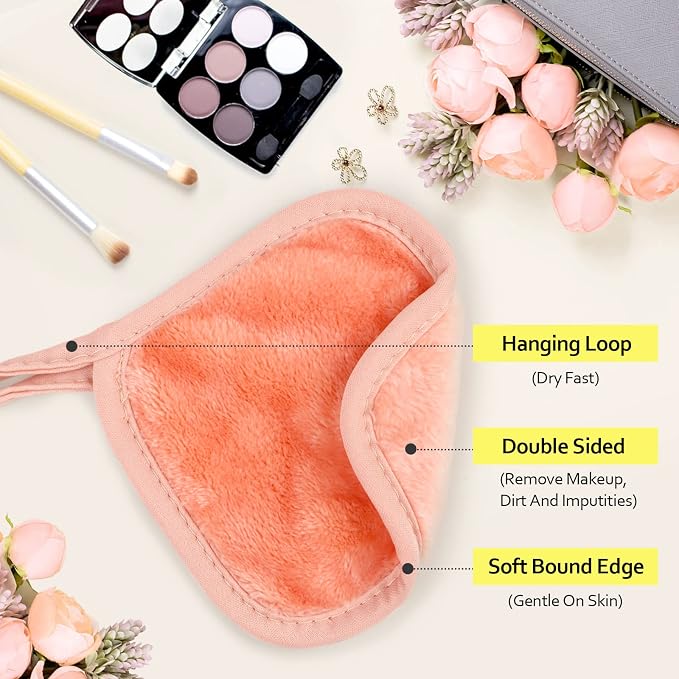HOMEXCEL Makeup Remover Cloth 12 Pack, Reusable Makeup Remover Pads, Washable - Image 2
