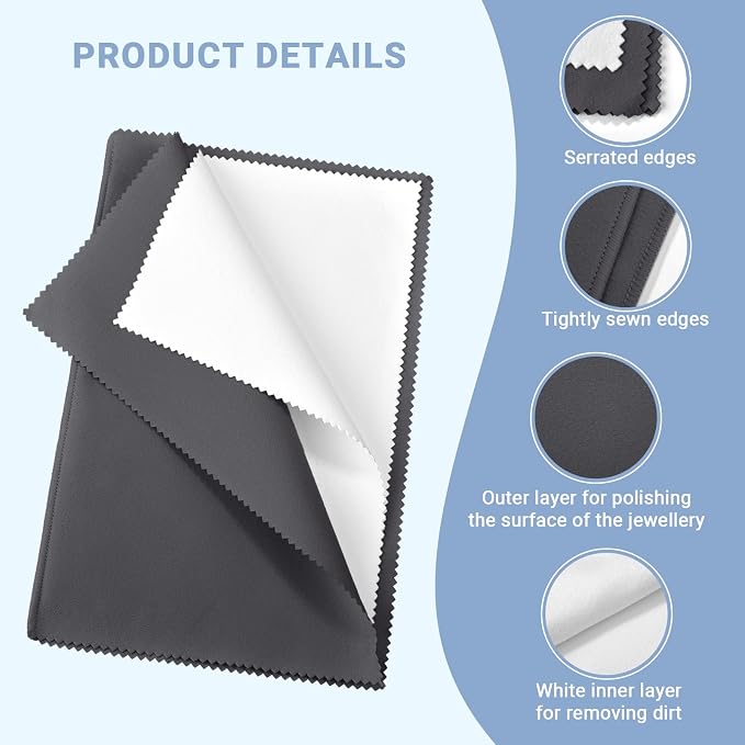 SEVENWELL 2pcs Jewelry Polishing Cleaning Cloth Large 10'' x 12'' - Image 3