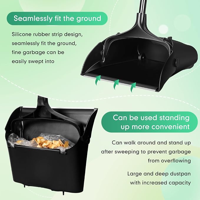 Weewooday 8 Pieces Commercial Lobby Dustpan Plastic Upright Dust Pan - Image 4