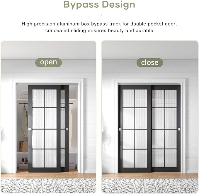 EaseLife 5FT/60in Bypass Double Sliding Pocket Door Hardware Kit, Commercial - Image 3