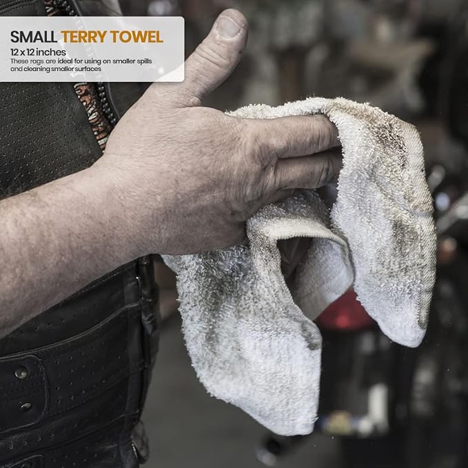 Nabob Wipers White Terry Rags 2lb Bulk Towel Rag Multipurpose 12x12 Inches 100% - Image 7