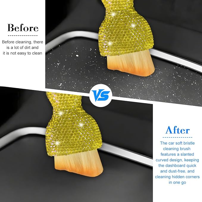 Bling Car Detailing Brush, Crystal Rhinestone Non-Scratch Vehicle Cleaning Dust - Image 5
