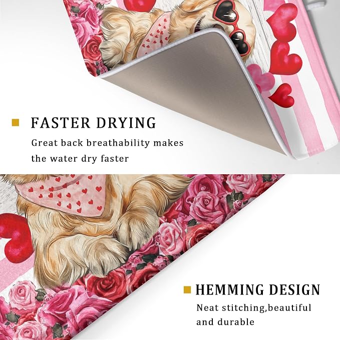 Valentine's Day Dog Dish Drying Mat - Image 3