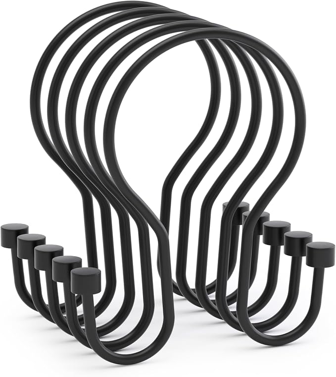 AmazerBath Shower Curtain Hooks Black Shower Curtain Rings - Image 9