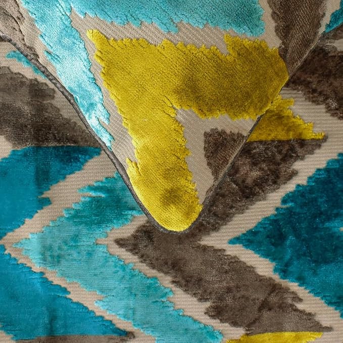 The HomeCentric King/Queen/Twin Blue Decorative Queen 74"x18" Bed Runner with One Pillow Cover, Velvet, Peacock Colors & Ombre Bed Scarf on Velvet Fabric - Plume Palatte