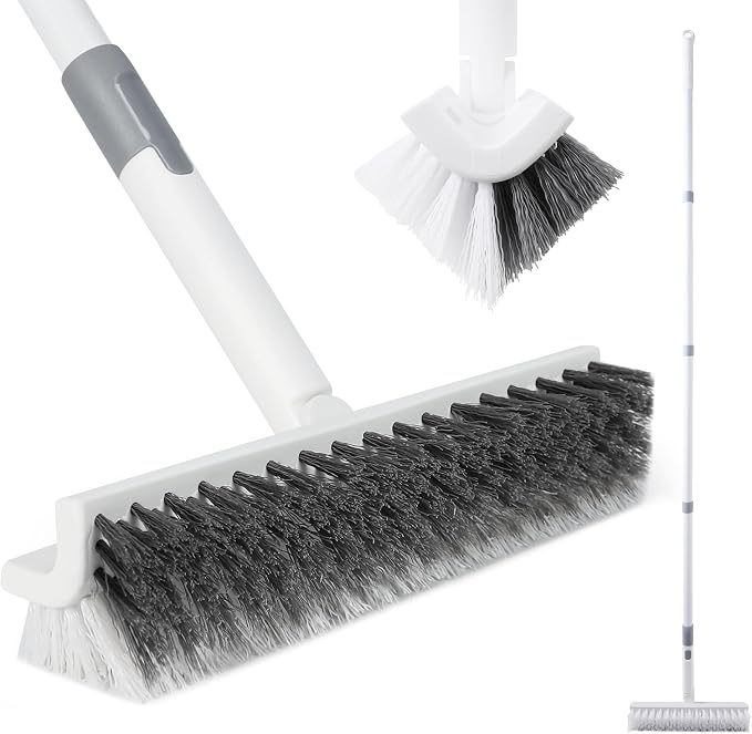 BOOMJOY Grout Brush with Long Handle, Double-Sided with V-Shape Stiff Bristles by BOOMJOY