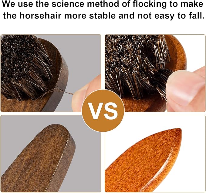 4-Piece Horse Hair Shoe Brush Shine Kit, Shoe Polish Brush, Leather Shoes Boot - Image 3