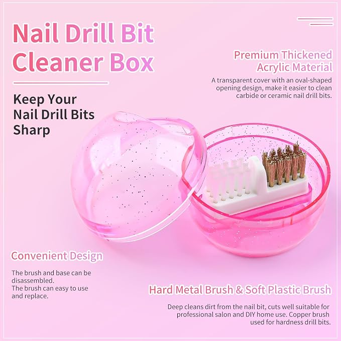 Nail Drill Bits Cleaner Brush Case Accessories, Nail Art Cleaner Tool Case - Image 2