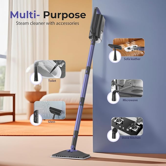 Steam Mop, Steam Cleaner with Large-Capacity Water Tank, 2 Washable Pads - Image 4