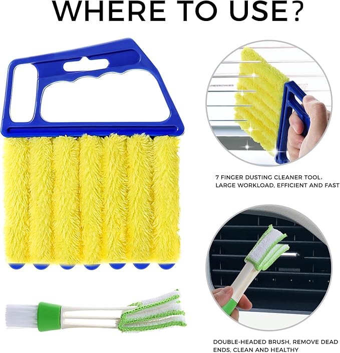 4Pcs Window Venetian Blind Cleaner Duster Tool, Washable 7 Fingers Dusting - Image 2