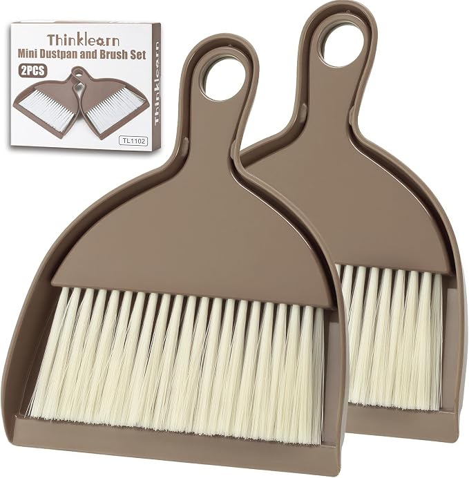 THINKLEARN 2PCS Small Broom and Dustpan Set, Mini Dust Pan and Brush, Hand Whisk by THINKLEARN