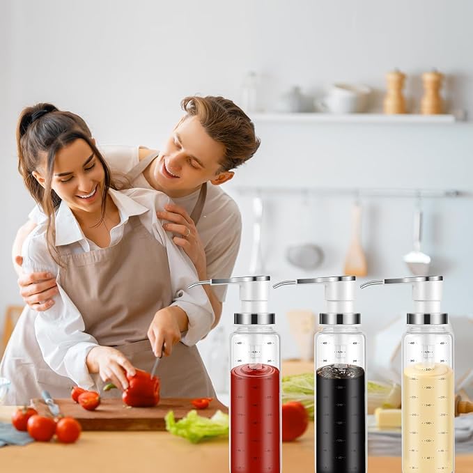 Sauce Pump Dispensers, 17oz Glass & Stainless Steel, 8ml Capacity, Restaurant - Image 6