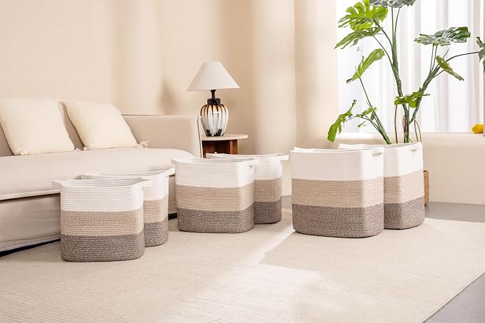 Storage Baskets for Clothes Fabric Cotton Rope Storage Basket - Image 6